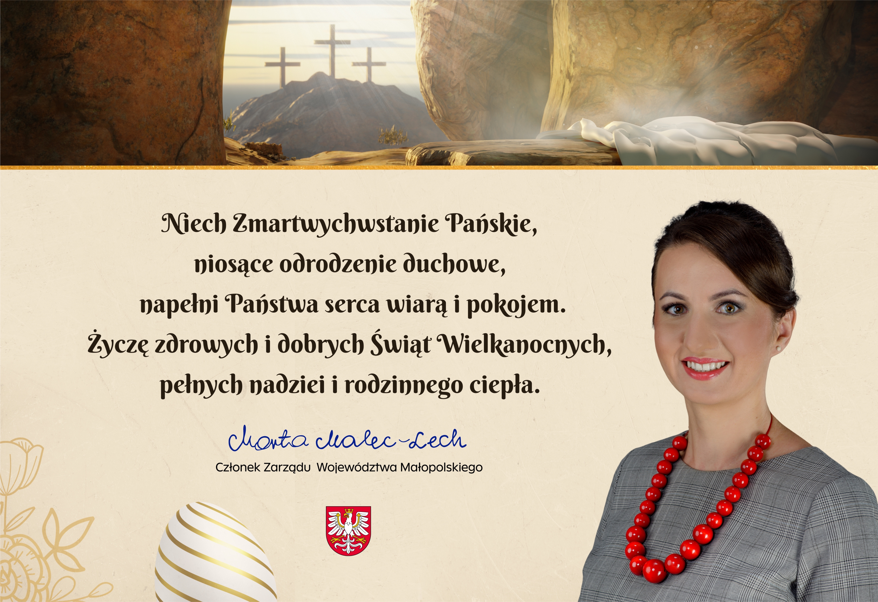 Życzenia świąteczne Pani Marty Malec-Lech - Członka Zarządu Województwa Małopolskiego
